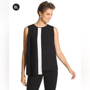 Chico’s Pleated Colorblock Tank Black Label Top